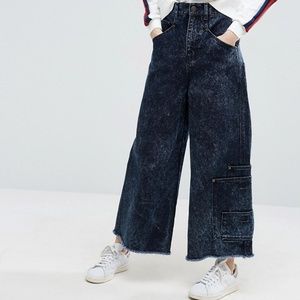 Asos cropped wide leg acid wash raver jean Sz 32